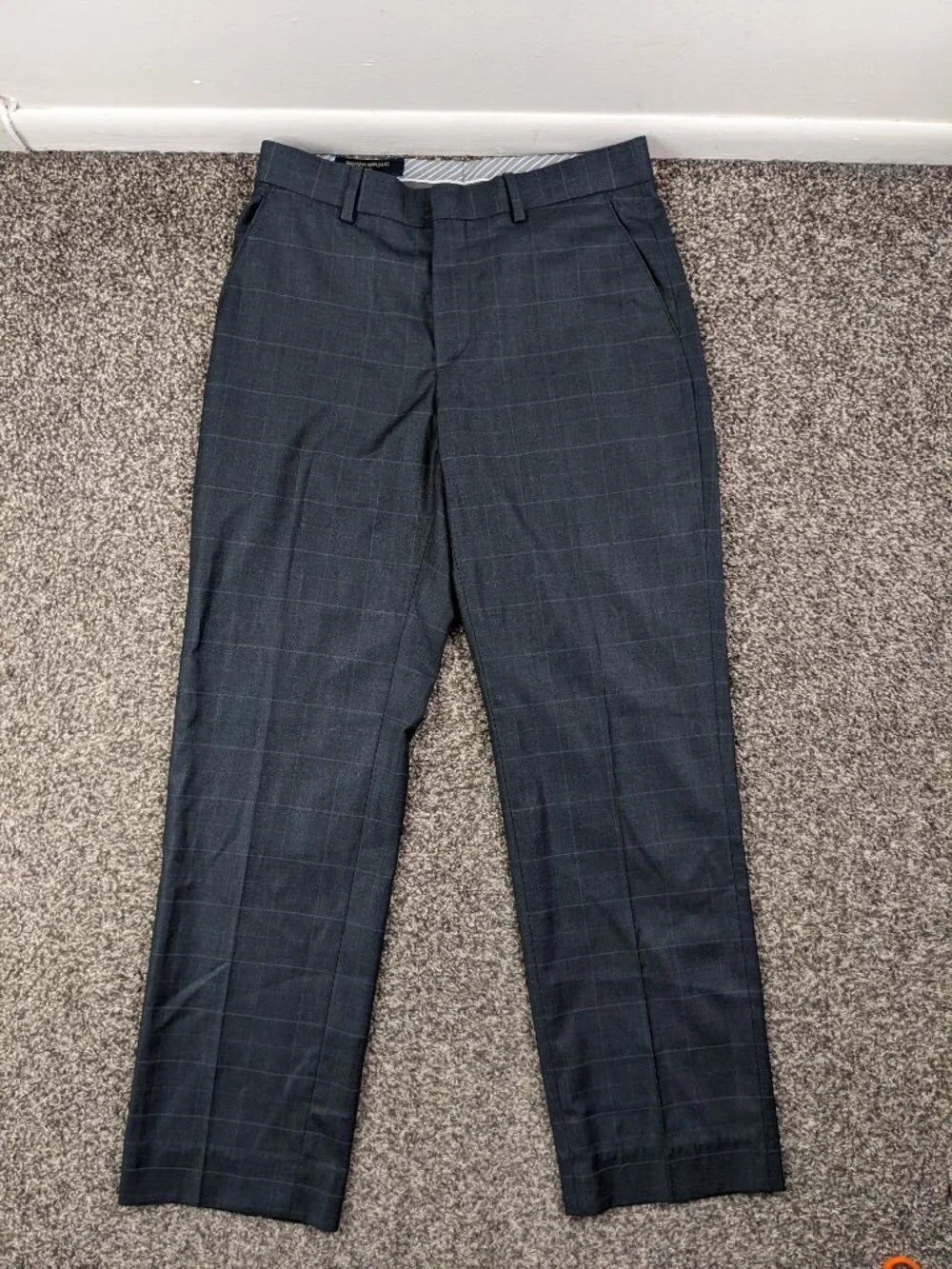 Banana Republic 36S Tailored Fit Wool Windowpane Plaid Gray Suit 30x29